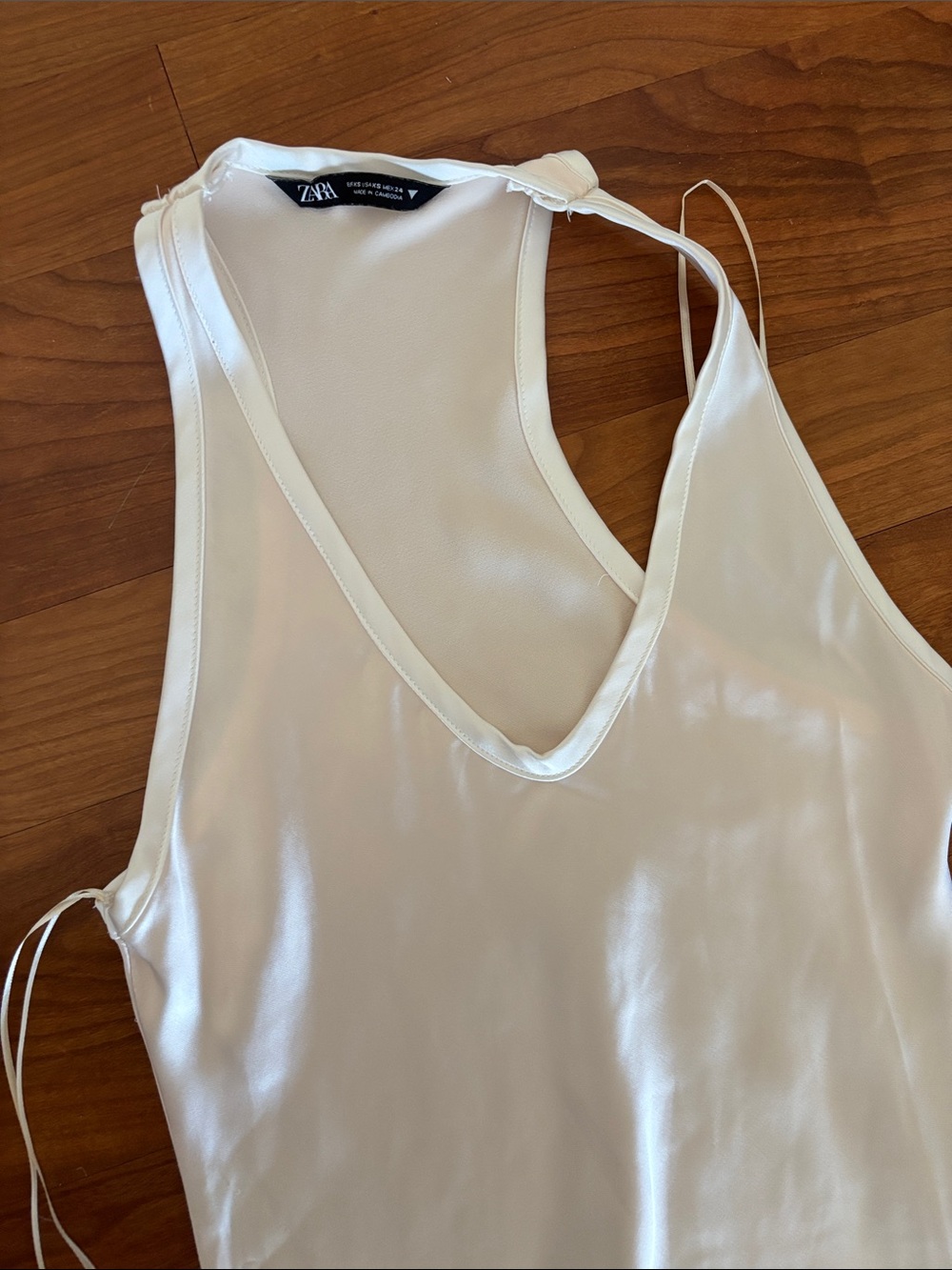 Zara Cream Satin V-Neck Slip Dress - Picture 4 of 4